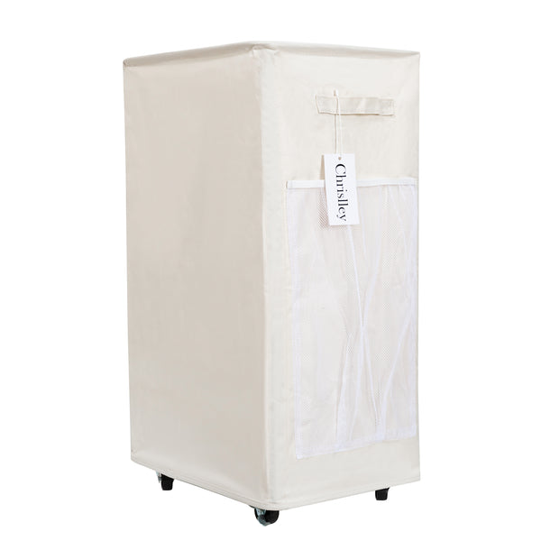 Chrislley 90L Rolling Laundry Basket Large Laundry Hamper with Wheels Collapsible  (Beige)