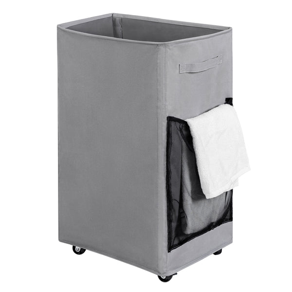 Chrislley 90L Rolling Laundry Basket Large Laundry Hamper with Wheels Collapsible (Grey)