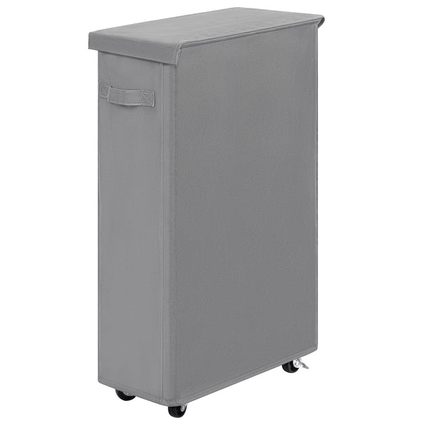 Chrislley 65L Slim Laundry Hamper with Lid Narrow Rolling Laundry Basket with Wheels (27.56 inches , Grey)