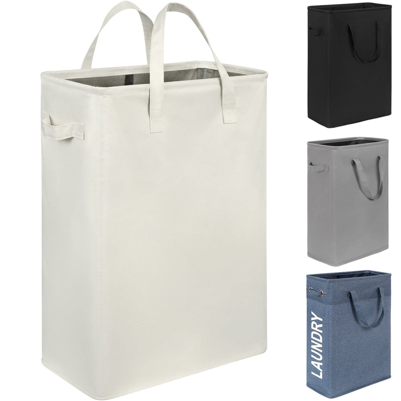 Chrislley 45L Slim Laundry Hamper Narrow Laundry Basket with Handle  (22 inches , beige)