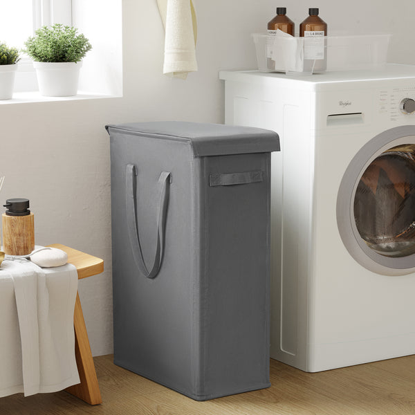 Chrislley 60L Slim Laundry Hamper with Lid Narrow Laundry Basket with Handle  (25.6 inches , grey)